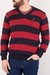 SWEATER V RÚSTICO RAYADO TOMATE/AZUL MARINO