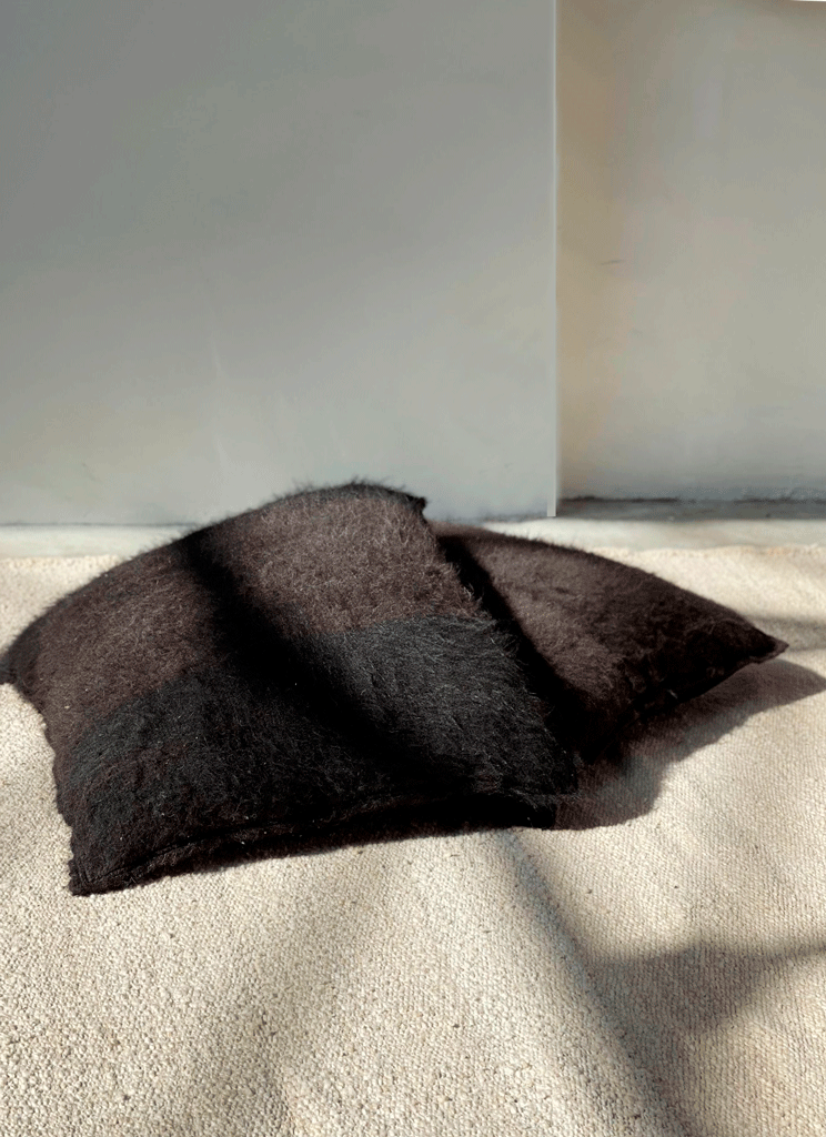 Awanay Black Fringe Llama Wool Pillow