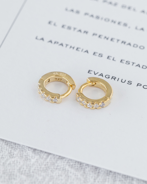 Mini argollas Plata 925 + Baño Oro & Cubics