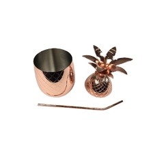 Vaso de piña de cobre con pajita de cobre - Atomic Arte y Diseño S.A.S