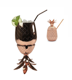 Vaso de piña de cobre con pajita de cobre