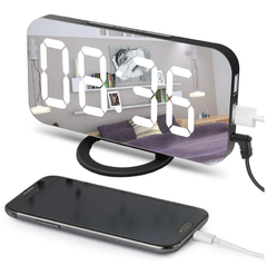 Reloj espejo despertador con LED