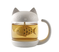 Taza de gato con infusor de pez