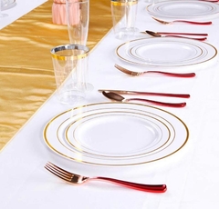 120 Utensilios de plástico rojo y dorado - Atomic Arte y Diseño S.A.S