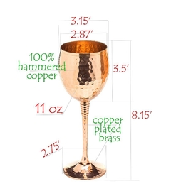 Copas de vino de cobre Set de 2 de 11 oz - comprar online