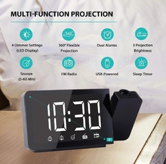 Reloj despertador, radio digital con proyector de 360° - comprar online