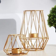 Set de 2 soportes de metal con forma de hexágono geométrica para velas en internet