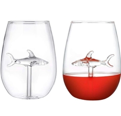 Juego de 2 copas de vino sin tallo de tiburón - comprar online