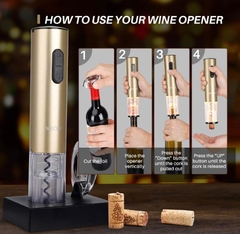 Abrebotellas de vino eléctrico automático con cortador de aluminio (oro champán) en internet