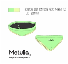 Bombacha Natación Sport Mujer Verde y Amarillo Resiste-Cloro/BOM203B