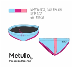 Bombacha de Natación con Cordon, Celeste y fucsia / BOM207B
