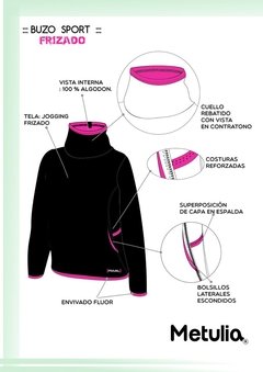 Buzo sport friza con vivos fluor. en internet