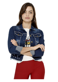 Campera "ILSE" De Jean Elastizada Azul Con TACHAS