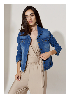 Campera "CHANTAL" Jean Elastizada Clásica Azul Claro - nofret