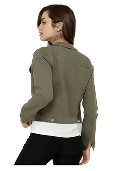 Campera "DINA" De Jean Elastizada Verde Militar