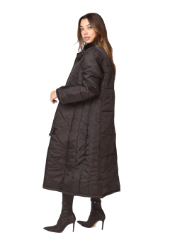 Campera Larga Tobillos Negra Cuello Pana negra - tienda online