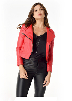Campera  "MILA" Engomada Motoquera Roja - tienda online