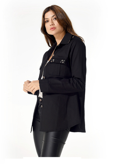 Chaqueta "IDALIS" Gabardina Parka Negra CON TACHAS - tienda online