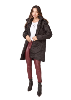 Campera Larga Negra Recortes - comprar online