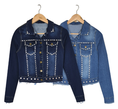 Campera "ILSE" De Jean Elastizada Celeste CON TACHAS en internet