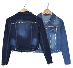 Campera "ILSE" De Jean Elastizada Celeste CON TACHAS - nofret