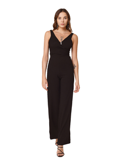 Mono Largo Negro Cruzado Escote en V - comprar online