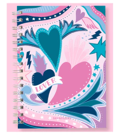 Cuaderno A4 Cuadriculado Anillado Corazones