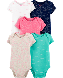 CARTER's Pack 5 Bodys Nena Manga Corta "Animales"