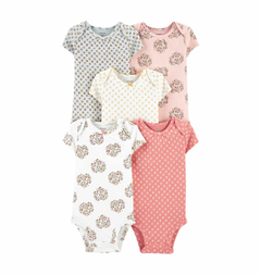 CARTER's Pack 5 Bodys Mangas Cortas "Floreado"