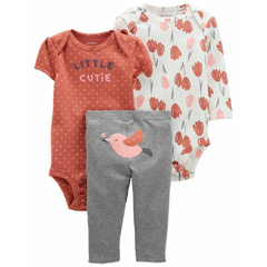 CARTER's Set 3 Piezas Bodys MC, ML y Calza "Tulipanes"