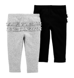 CARTER's Pack 2 Pantalones lisos con volados