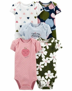CARTER's Pack 5 Bodys Mangas Cortas "Frutas y Flores"
