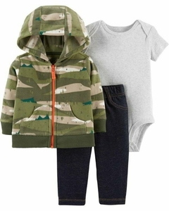 CARTER's Set 3 Piezas Body Manga Corta, Pantalón y Campera "Bosque"