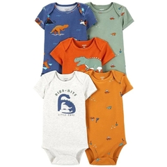 CARTER'S Pack 5 Bodys manga corta "Dinosaurios"