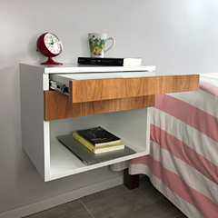 Mesa de Luz flotante con DESAYUNADOR, cajón y estante. - comprar online