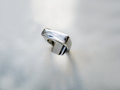 Anillo vintage con piedra blanca- Acero