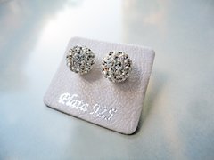 Aros bolita blancos- Grandes Plata 925.