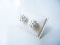 Aros microperlas blancos- plata