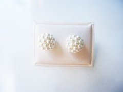 Aros microperlas blancos- plata - comprar online