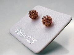 Aros bolita champagne- Plata 925.