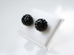 Aros bolita Negros- Plata 925.