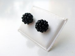 Aros microperlas negros- Plata - comprar online