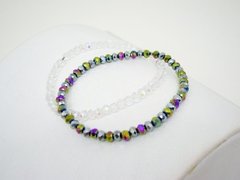 Pulseras Dúo- Gray and white - Cristales