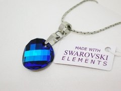 Dije medalla Twist Swarovski Elements + cadena - Azul