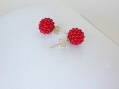 Aros microperlas bordó- plata - comprar online