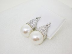 Aros Lady Di Blancos Perlas - Plata