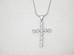 Dije Cruz Angel + cadena- Plata - comprar online