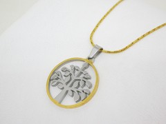 Dije arbol de la vida combinado + cadena- Acero