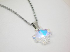 Cruz del equilibrio Boreal + cadena- Acero y cristal - Leona