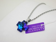 Cruz del equilibrio azul + cadena- Acero y cristal